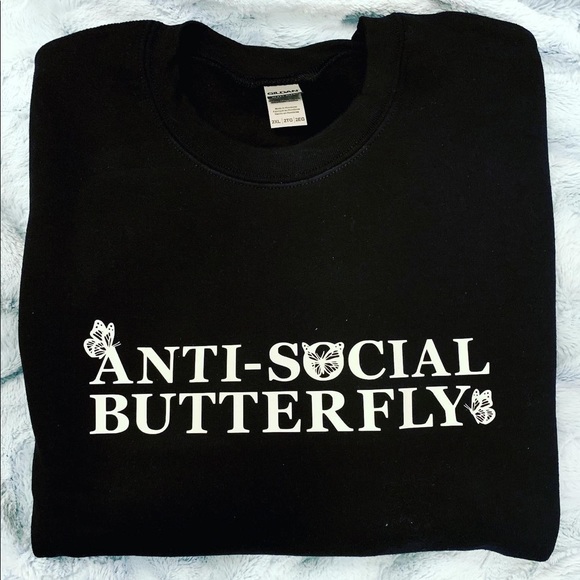 Antisocial butterfly sweatshirt introvert crewneck - Picture 5 of 5